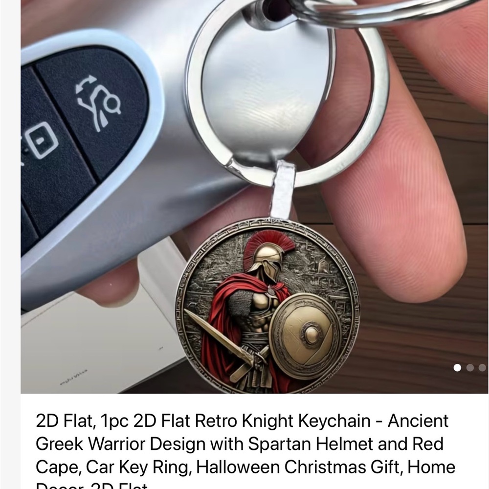 Spartan 2D Flat Retro Knight Keychain - Ancient Greek Warrior Spartan Car NEW#2